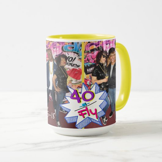 40およびFly|のヒップホップのテーマのパーソナライズな写真のマグ マグカップ (正面右)