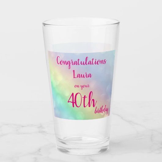 40かわいらし歳の誕生日おめでとう タンブラーグラス (正面)