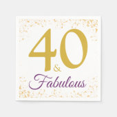 40とスタイリッシュ素晴らしい誕生日パーティー金ゴールド スタンダードカクテルナプキン (正面)
