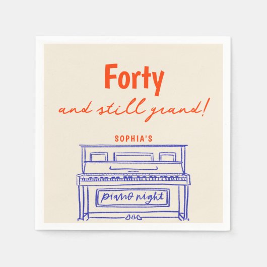 40とスティルグランドピアノナイト誕生日パーティー スタンダードカクテルナプキン (正面)