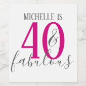 40とモダン素晴らしい誕生日パーティワインラベル ワインラベル (シングルラベル)