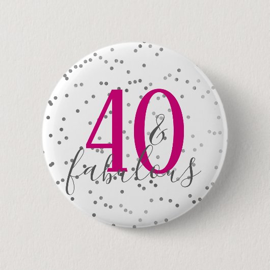 40とモダン素晴らしい誕生日紙吹雪ボタン 缶バッジ (正面)