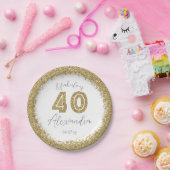 40とモダン素晴らしい金ゴールドギッターパーソナライズされた ペーパープレート (パーティー)