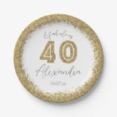 40とモダン素晴らしい金ゴールドギッターパーソナライズされた ペーパープレート (正面)