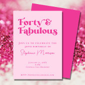 40と素晴らしいはっきりしたタイポグラフィピンク誕生日 招待状