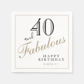 40と素晴らしいエレガントスクリプト40th誕生日パーティー スタンダードカクテルナプキン (正面)