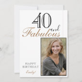 40と素晴らしいエレガントハッピーバースデー写真 カード (正面)