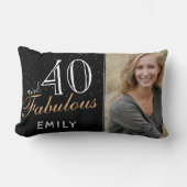 40と素晴らしいエレガントブラック40th誕生日の写真 ランバークッション (正面)
