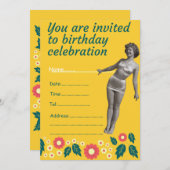 40と素晴らしいエレガントヴィンテージ誕生日フローラ 招待状 (正面/裏面)