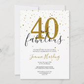 40と素晴らしいエレガント金ゴールドとブラック誕生日 招待状 (正面)