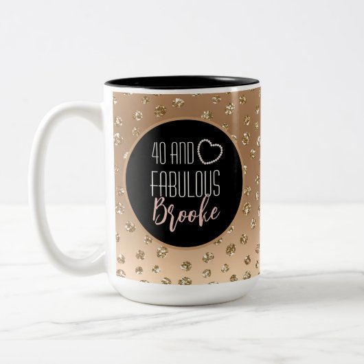 40と素晴らしいグラムシックガーリー金ゴールドブラック赤面 ツートーンマグカップ (左)