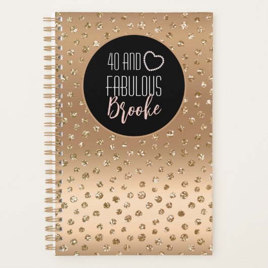 40と素晴らしいグラムシックガーリー金ゴールドブラック赤面 プランナー手帳 (正面)