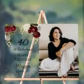 40と素晴らしいグラムバラフローラ誕生日パーティー アクリルサイン (ニュートラル)