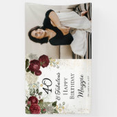 40と素晴らしいグラムバラフローラ誕生日パーティー 横断幕 (縦)