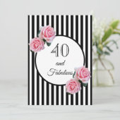 40と素晴らしいグラム誕生日パーティー白黒 招待状 (スタンド正面)