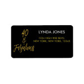 40と素晴らしいゴールドフォイル誕生日住所 シール (正面)