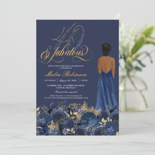 40と素晴らしいサフフォーマルアエレガント誕生日 招待状 (スタンド正面)