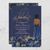 40と素晴らしいサフフォーマルアエレガント誕生日 招待状 (正面/裏面)