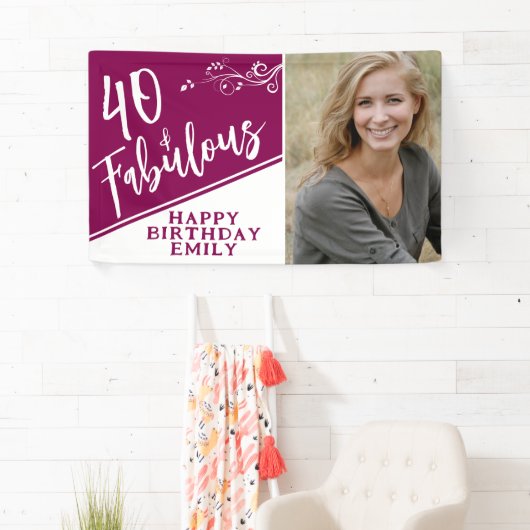 40と素晴らしいスクリプトフォトマゼンタ40歳の誕生日 横断幕 (インサイチュ)