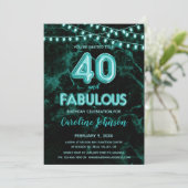 40と素晴らしいティール(緑がかった色)バルーン誕生日招待状 招待状 (スタンド正面)