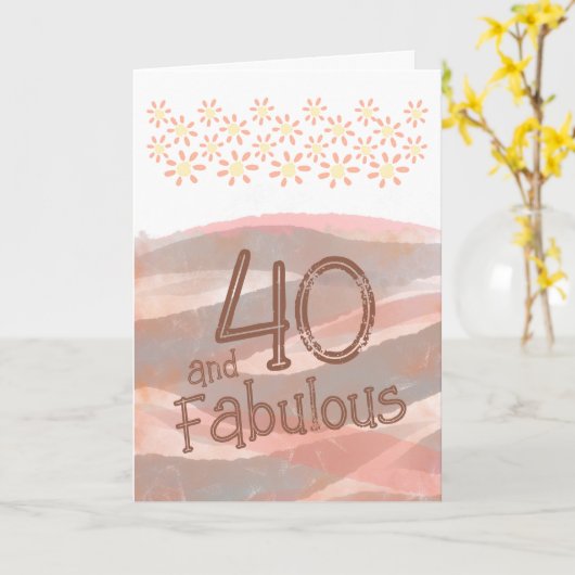 40と素晴らしいデイジーフラワーウォーター色の誕生日 カード (黄色い花)