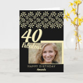 40と素晴らしいデイジーフラワーウォーター色ブラックフォト カード (黄色い花)