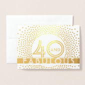 40と素晴らしいハッピーバースデーシックヴィンテージデコ 箔カード (封筒付き正面)