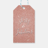 40と素晴らしいバラ金ゴールド赤面ピンクグリッター ギフトタグ (裏面)