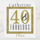 40と素晴らしいバースデーパーティーお祝い ワインラベル (シングルラベル)