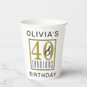 40と素晴らしいバースデーパーティーお祝い 紙コップ (正面)