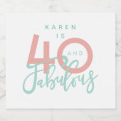 40と素晴らしいピンクのガーリー誕生日パーティー リキュールボトルラベル (シングルラベル)