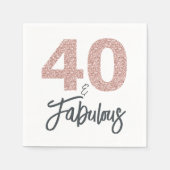 40と素晴らしいピンクのグリッター誕生日パーティー スタンダードカクテルナプキン (正面)