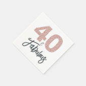40と素晴らしいピンクのグリッター誕生日パーティー スタンダードカクテルナプキン (角)