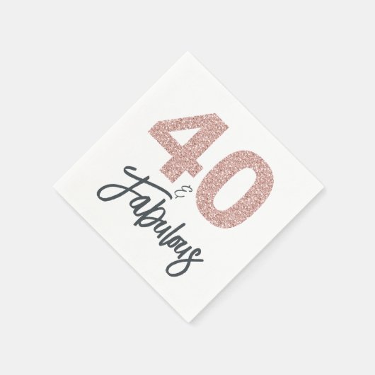 40と素晴らしいピンクのグリッター誕生日パーティー スタンダードカクテルナプキン (角)