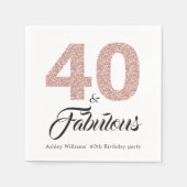 40と素晴らしいピンクのグリッター誕生日パーティー スタンダードカクテルナプキン (正面)