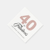 40と素晴らしいピンクのグリッター誕生日パーティー スタンダードカクテルナプキン (角)
