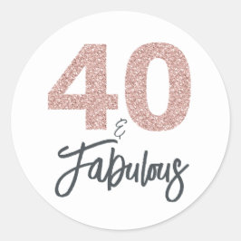 40と素晴らしいピンクのグリッター誕生日パーティー ラウンドシール