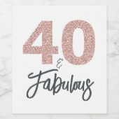 40と素晴らしいピンクのグリッター誕生日パーティー ワインラベル (シングルラベル)
