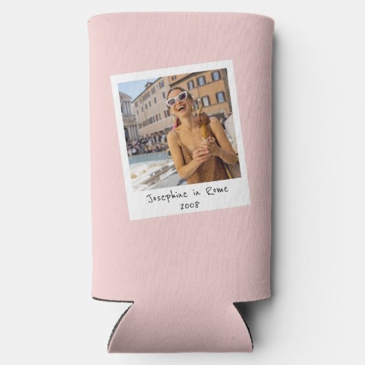 40と素晴らしいピンクの写真の誕生日 スリム缶クーラー (裏面)