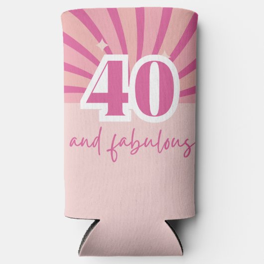 40と素晴らしいピンクの写真の誕生日 スリム缶クーラー (正面)