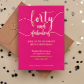 40と素晴らしいピンクの誕生日パーティーの招待 箔招待状