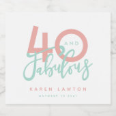 40と素晴らしいピンクの酒のボトルラベル スパークリングワインラベル (シングルラベル)