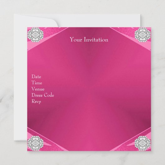 40と素晴らしいピンクエキゾチック動物ジュエル誕生日 招待状 (裏面)