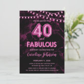 40と素晴らしいピンクバルーン誕生日招待状 招待状 (スタンド正面)