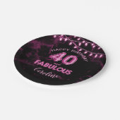 40と素晴らしいピンクフォイルバルーン&ストリングライト ペーパープレート (アングル)