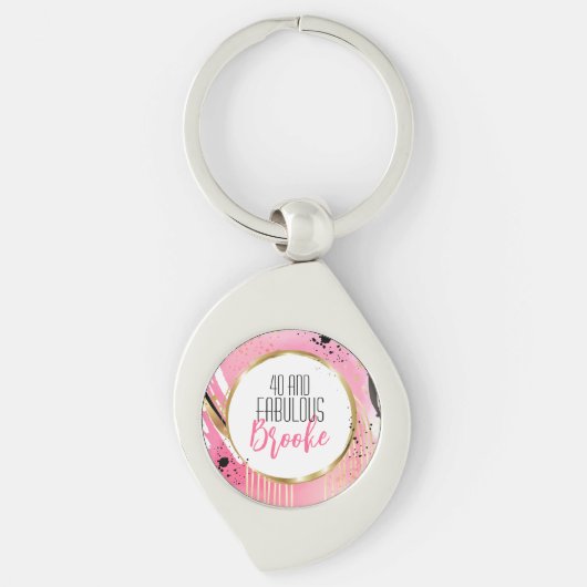 40と素晴らしいピンクブラック洗練さエレガントれた キーホルダー (正面)