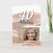 40と素晴らしいピーチピンクの水色の写真 カード (正面)