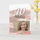 40と素晴らしいピーチピンクの水色の写真 カード (黄色い花)