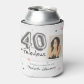 40と素晴らしいフォイルのバルーンスターフォト誕生日 缶クーラー (缶正面)