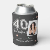 40と素晴らしいフォイルのバルーンスターフォト誕生日 缶クーラー (缶正面)